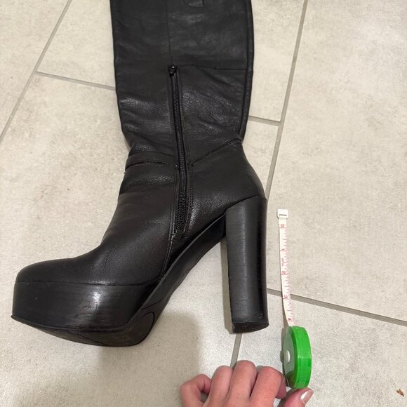 Aldo Black Knee High Leather Boots - Picture 9 of 11